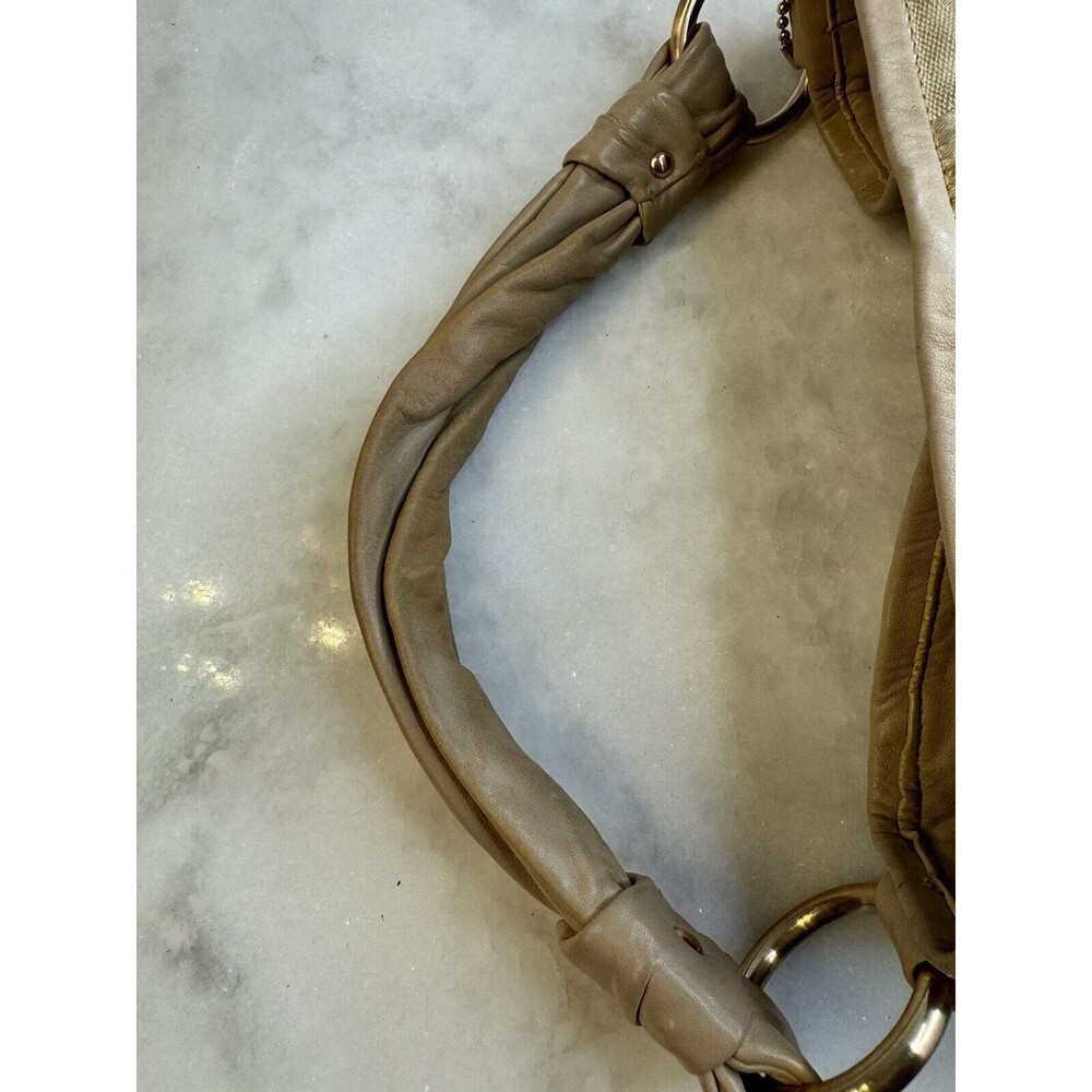 COACH Op Art Parker Beige Signature Sateen Canvas & Leather Shoulder Bag 13427 - Picture 12 of 15